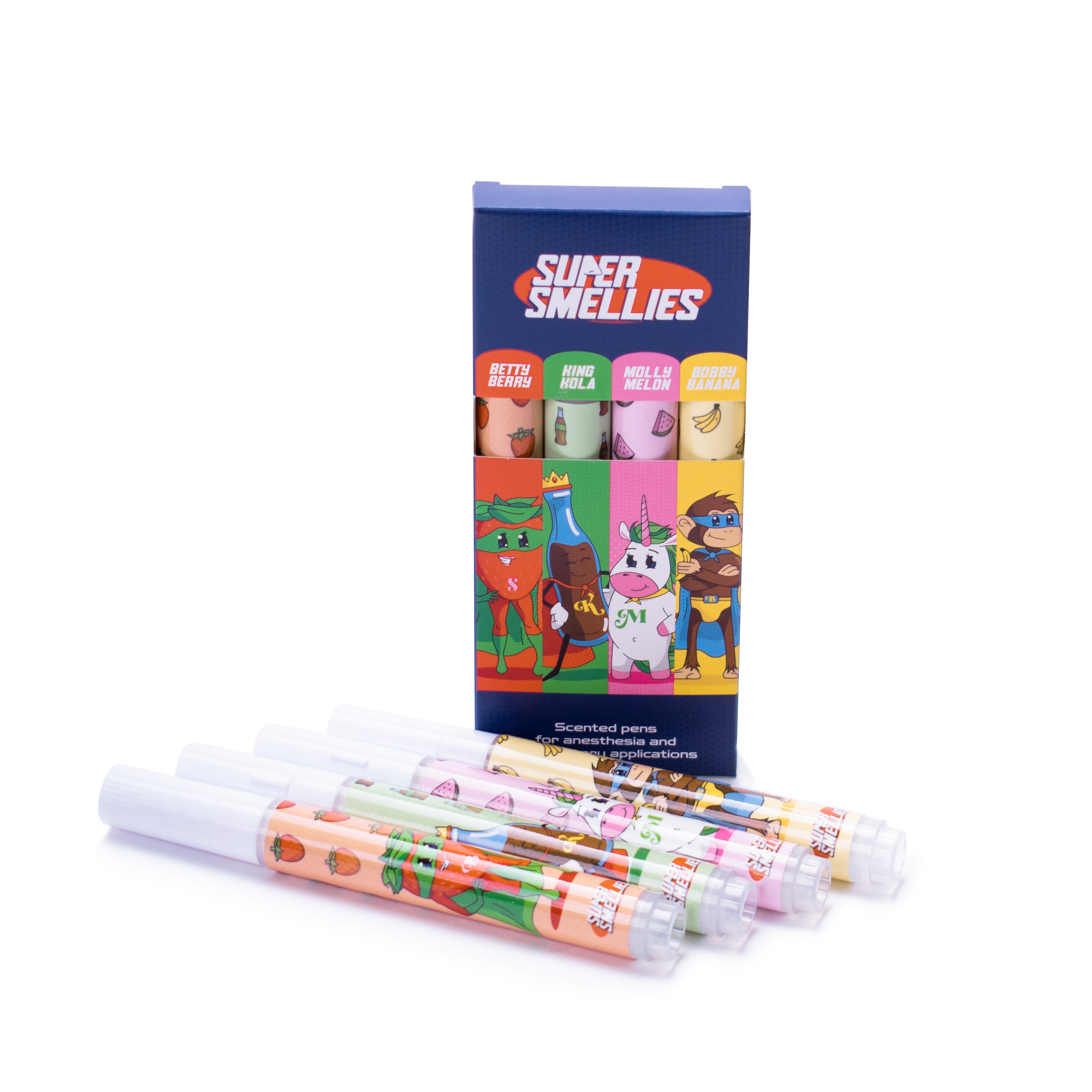 Doftpennor 4-pack melon kola frukt banan